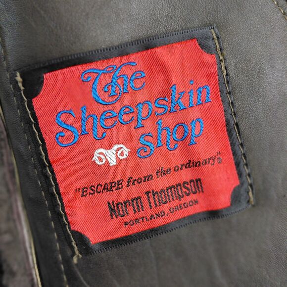 VTG Suede Coat Womens 12 Brown Sheepskin Shearling Wool Norm Thompson Penny Lane - Picture 9 of 14